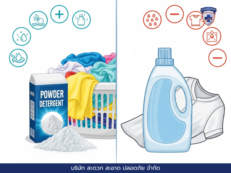 การเปรียบเทียบประสิทธิภาพ: ผงซักฟอก VS น้ำยาซักผ้า